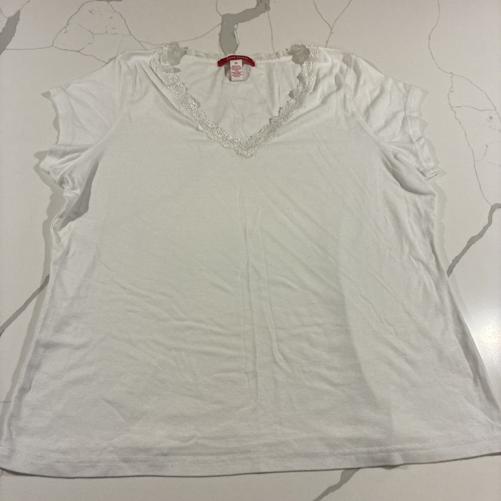 Y2K /vintage Embroidered White Tee, Women's Size 3x